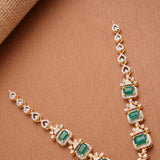Elegant Emerald Floral Design Golden Necklace