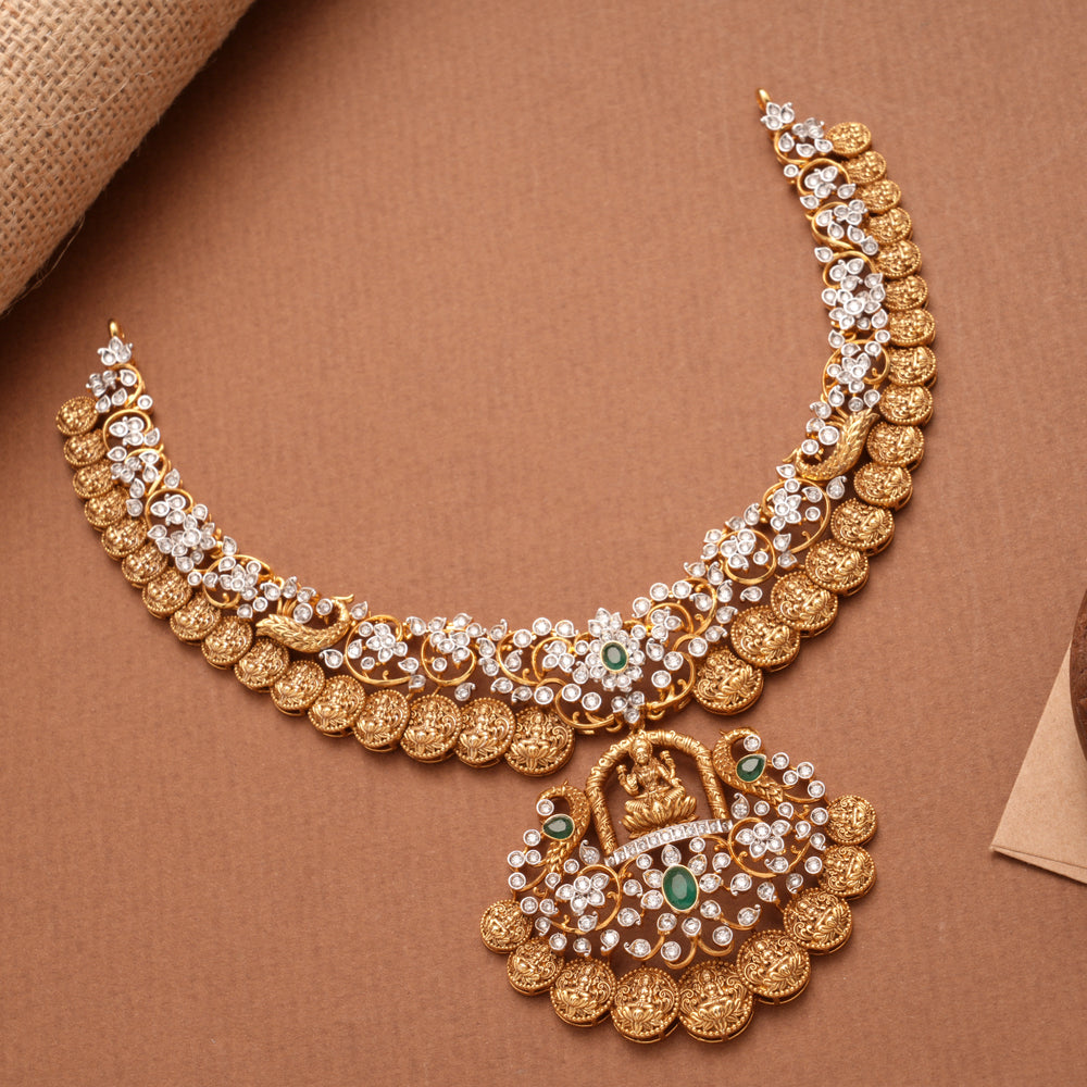Traditional Nagas Lakshmi Coin Design Golden Necklace