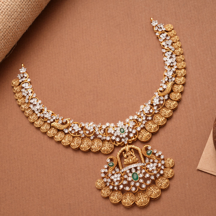 Traditional Nagas Lakshmi Coin Design Golden Necklace
