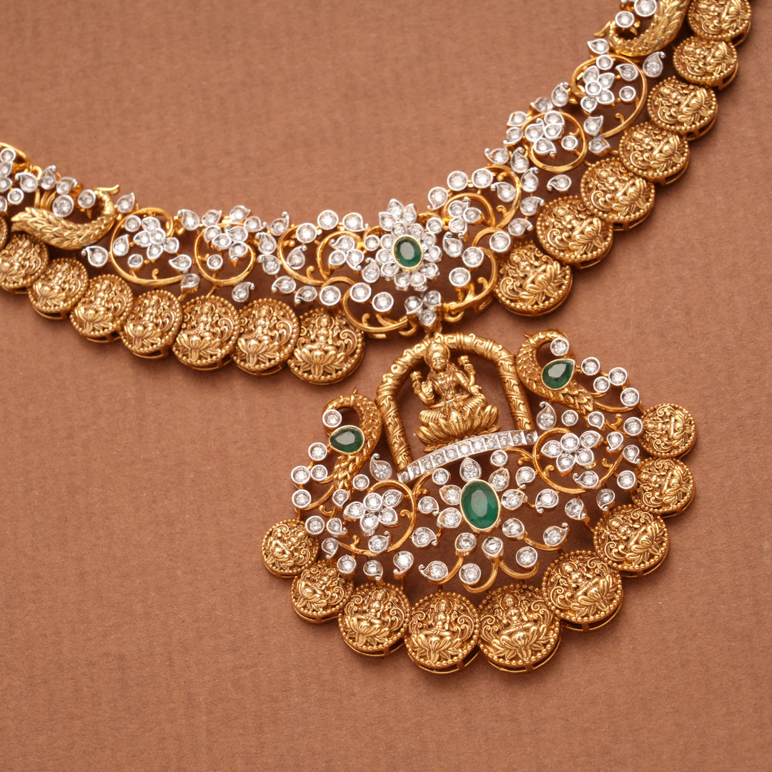 Traditional Nagas Lakshmi Coin Design Golden Necklace