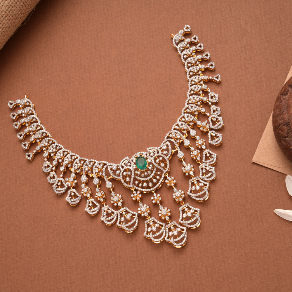Sparkling Swarovski Floral Drops Golden Necklace