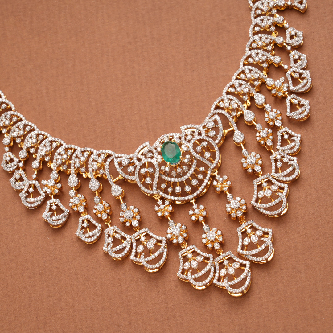 Sparkling Swarovski Floral Drops Golden Necklace
