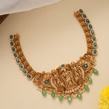 Divine Nagas Aandal Amman Emerald Beads Golden Necklace