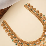 Grand Floral Lakshmi Coin Emerald Beads Golden Haram