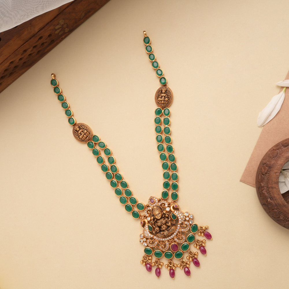 Antique Lakshmi Dual Layer Emerald Golden Haram