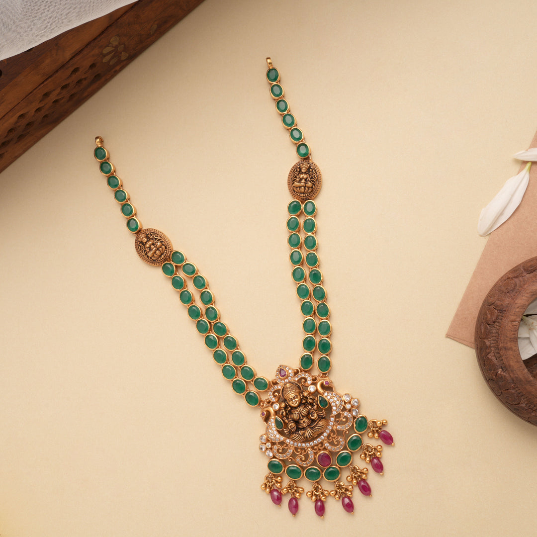 Antique Lakshmi Dual Layer Emerald Golden Haram
