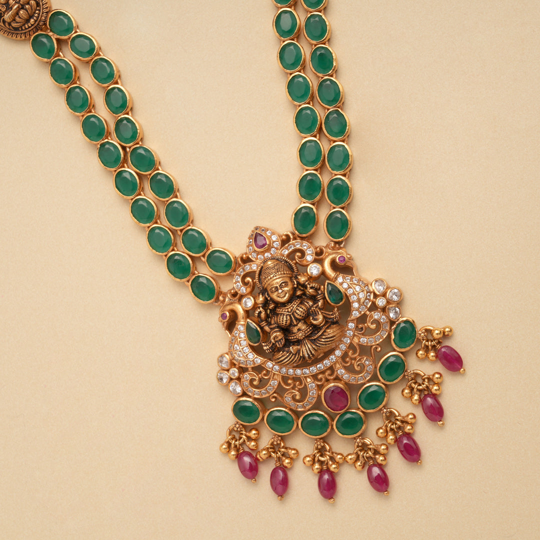 Antique Lakshmi Dual Layer Emerald Golden Haram