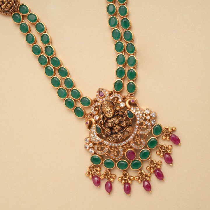 Antique Lakshmi Dual Layer Emerald Golden Haram
