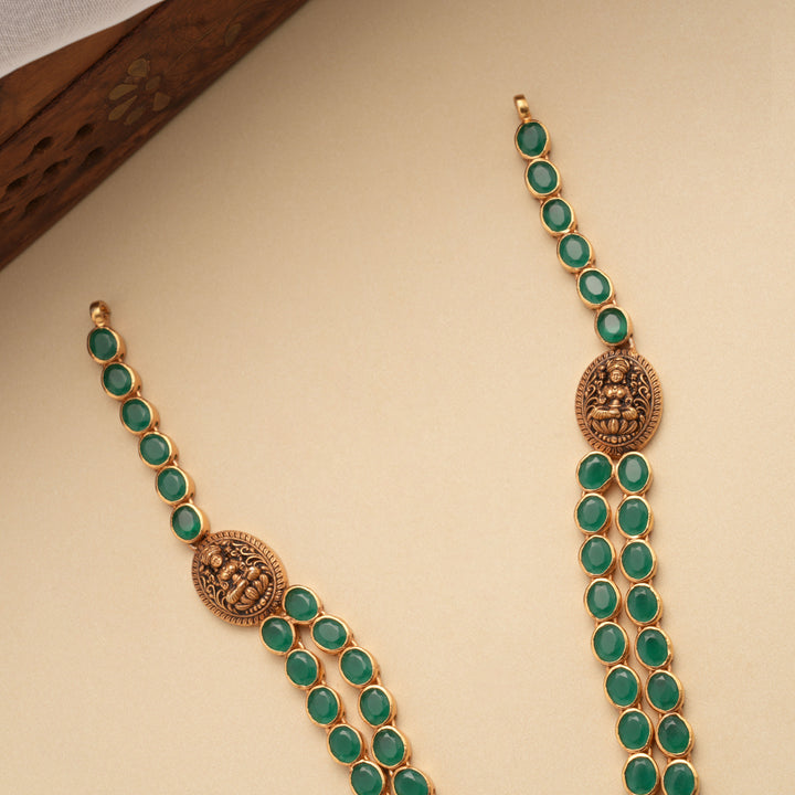Antique Lakshmi Dual Layer Emerald Golden Haram