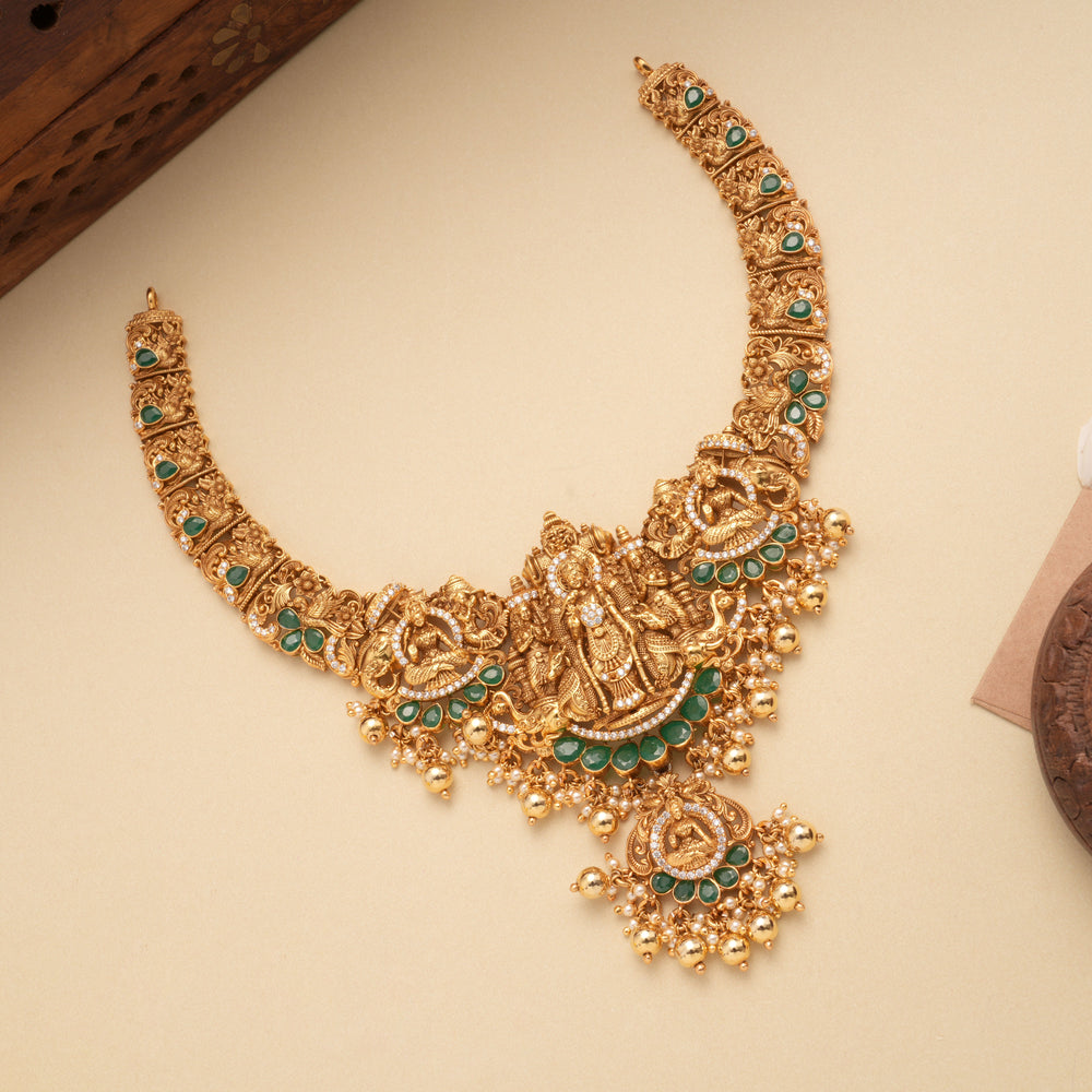 Madurai Meenakshi Amman Temple Design Golden Necklace