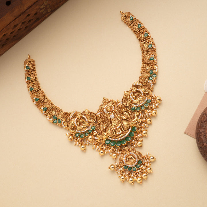 Madurai Meenakshi Amman Temple Design Golden Necklace