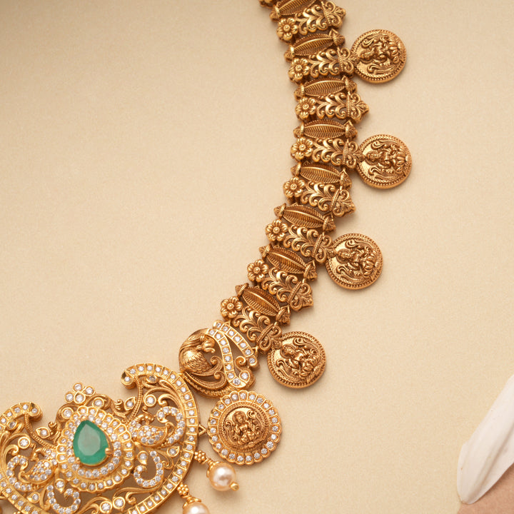 Royal Flower Design Lakshmi Amman Golden Necklace