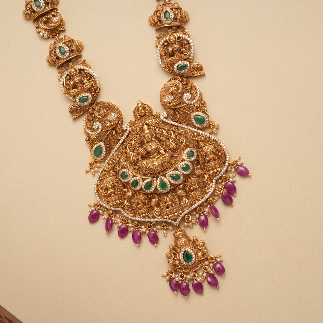 Temple Inspired Gaja Lakshmi Golden Haram