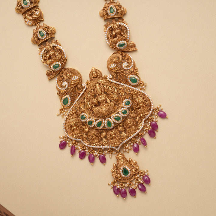 Temple Inspired Gaja Lakshmi Golden Haram