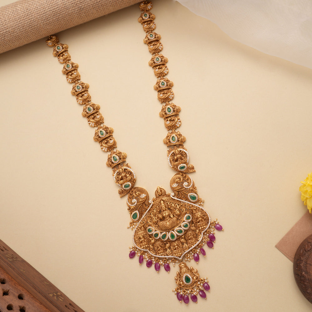 Temple Inspired Gaja Lakshmi Golden Haram