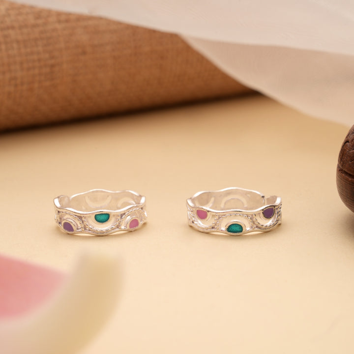 Cute Wavy Design Color Enamel Toe Ring
