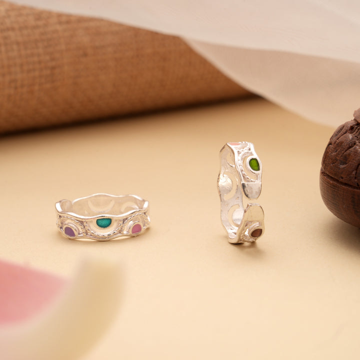 Cute Wavy Design Color Enamel Toe Ring