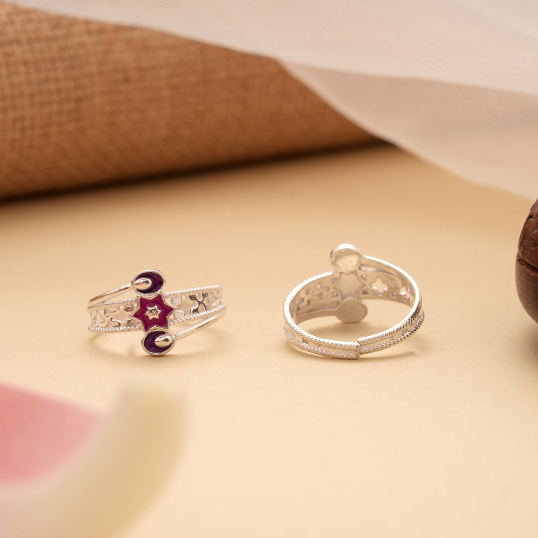 Stylish Star with Oval Design Silver Toe Ring