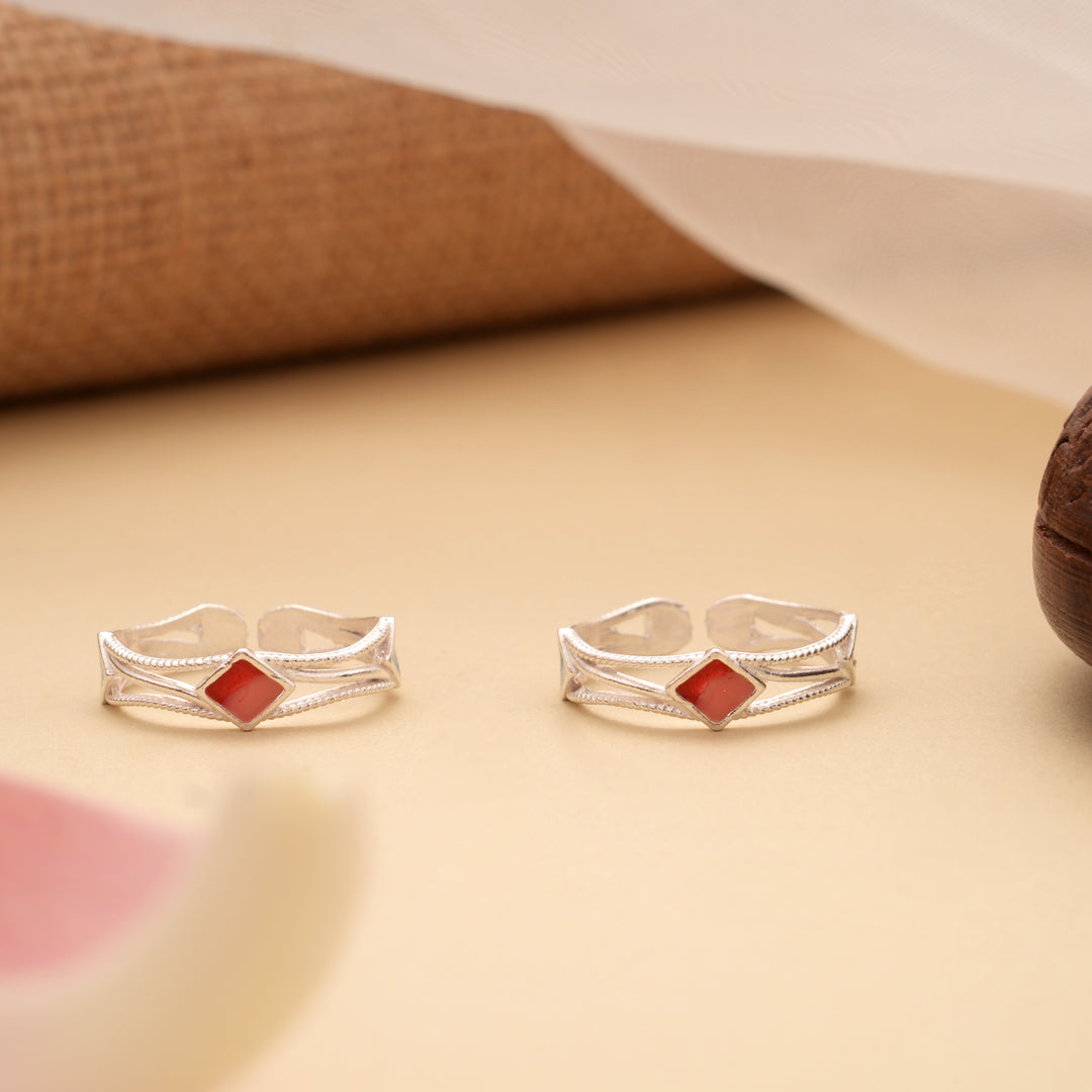 Minimal Design Enamel Silver Toe Ring
