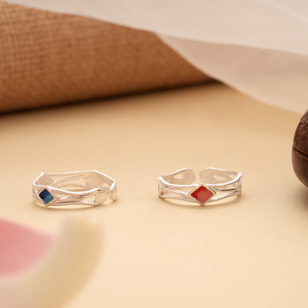 Minimal Design Enamel Silver Toe Ring