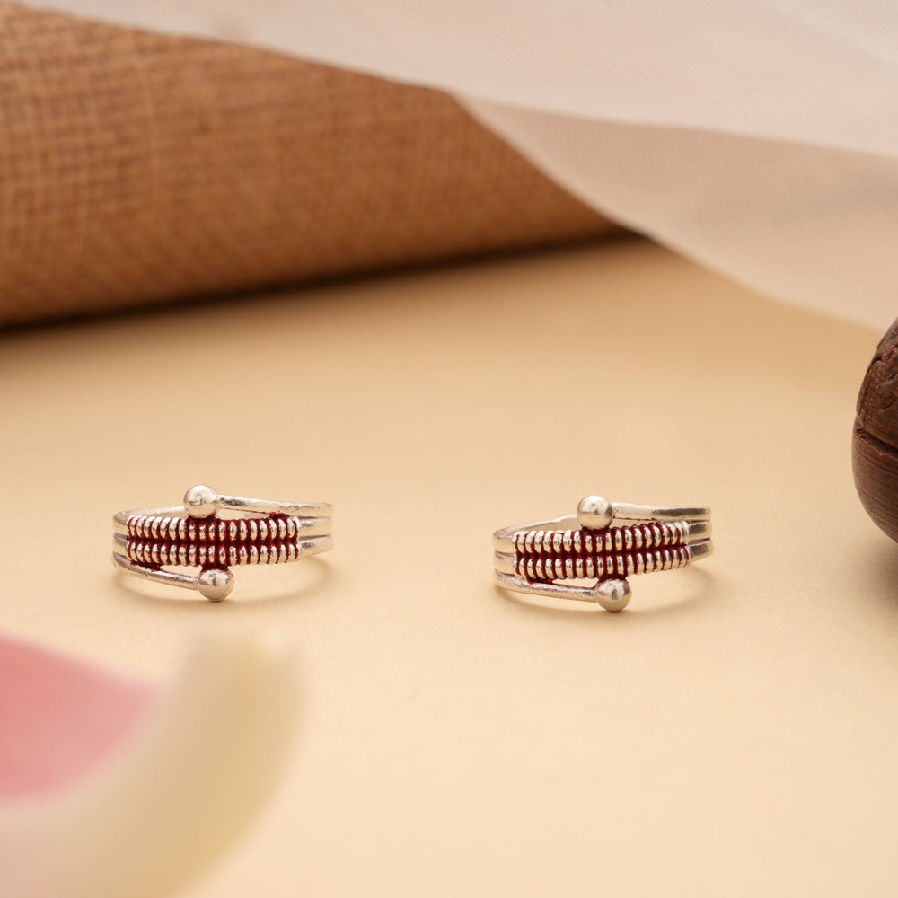 Cute Spiral Design Enamel Silver Toe Ring