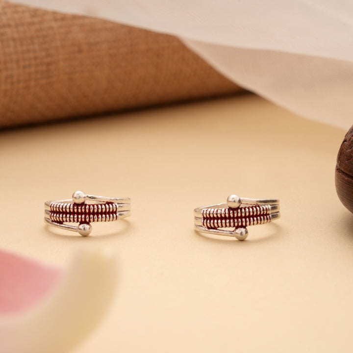 Cute Spiral Design Enamel Silver Toe Ring