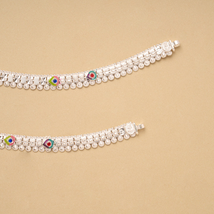 Lovely Color Teardrops Enamel Silver Anklet