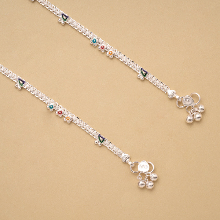 Minimal Floral Drops Golden Silver Anklet