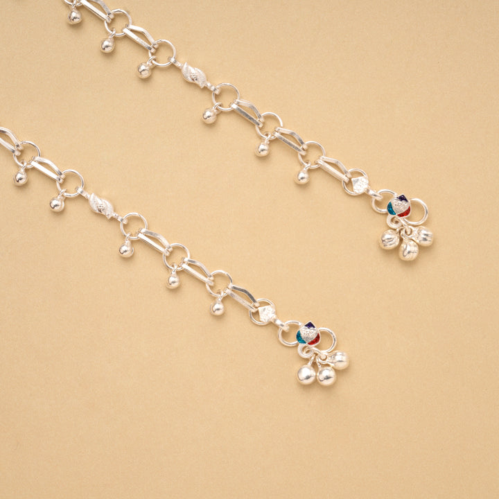 Heritage Tear Drops Stone Link Silver Anklet