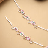Classic Halo Pattern Stone Silver Anklet