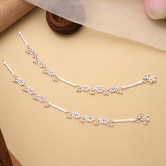 Classic Halo Pattern Stone Silver Anklet