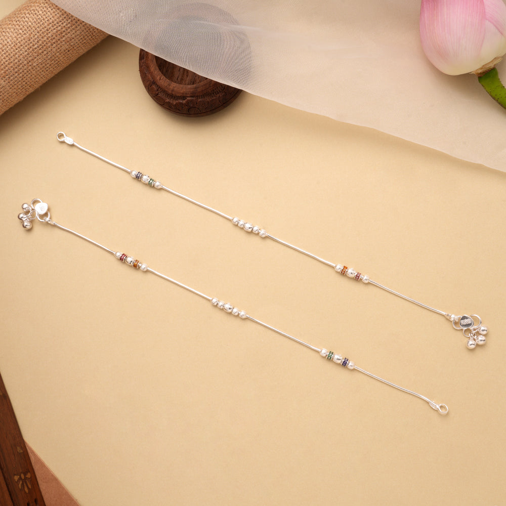 Joyful Ball Design Silver Anklet