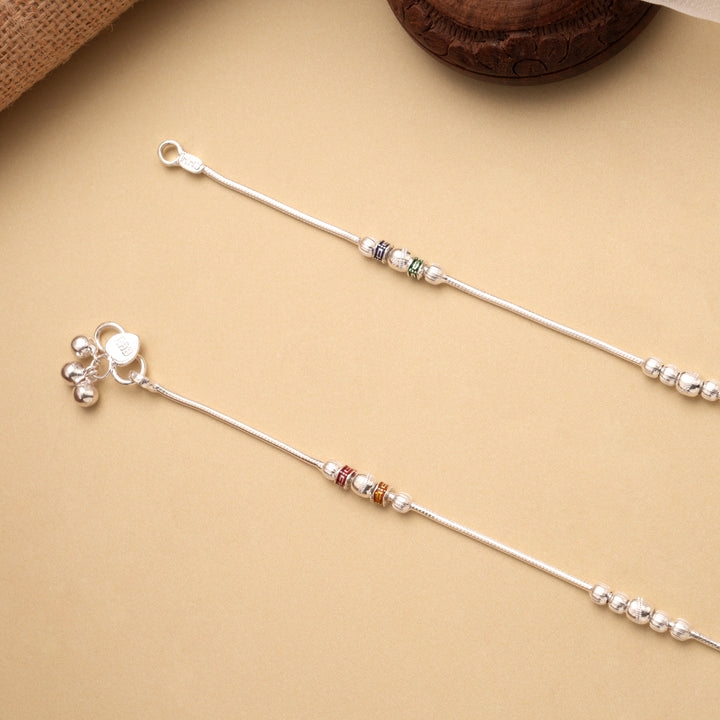 Joyful Ball Design Silver Anklet