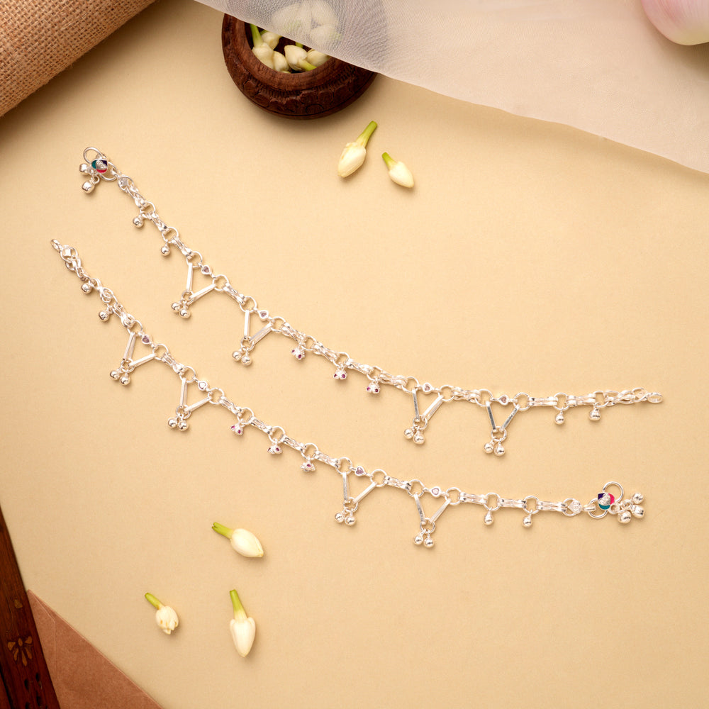 Tiny Jumkas Drops Silver Anklet