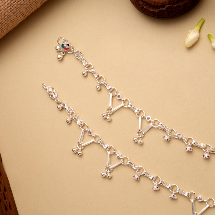 Tiny Jumkas Drops Silver Anklet