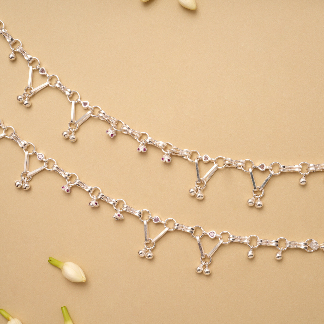 Tiny Jumkas Drops Silver Anklet