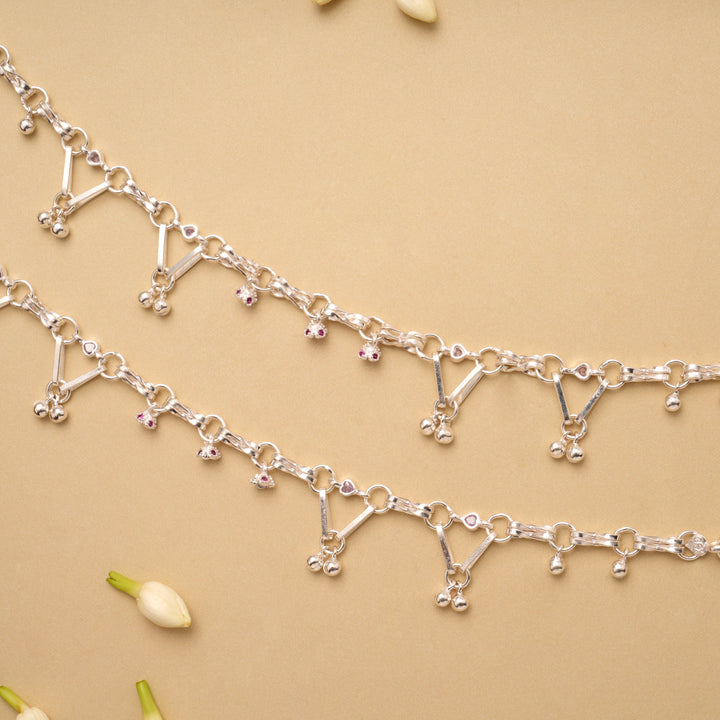 Tiny Jumkas Drops Silver Anklet