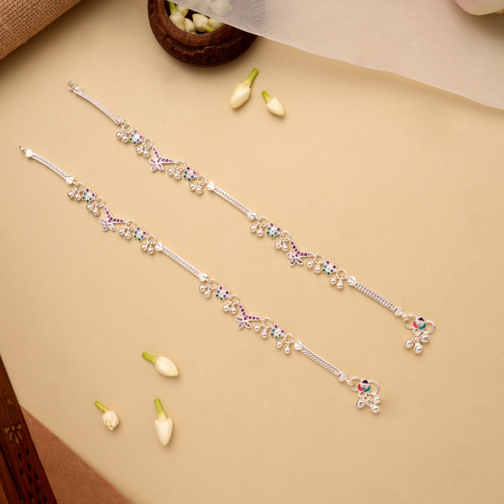 Modern Design Stone Silver Anklet