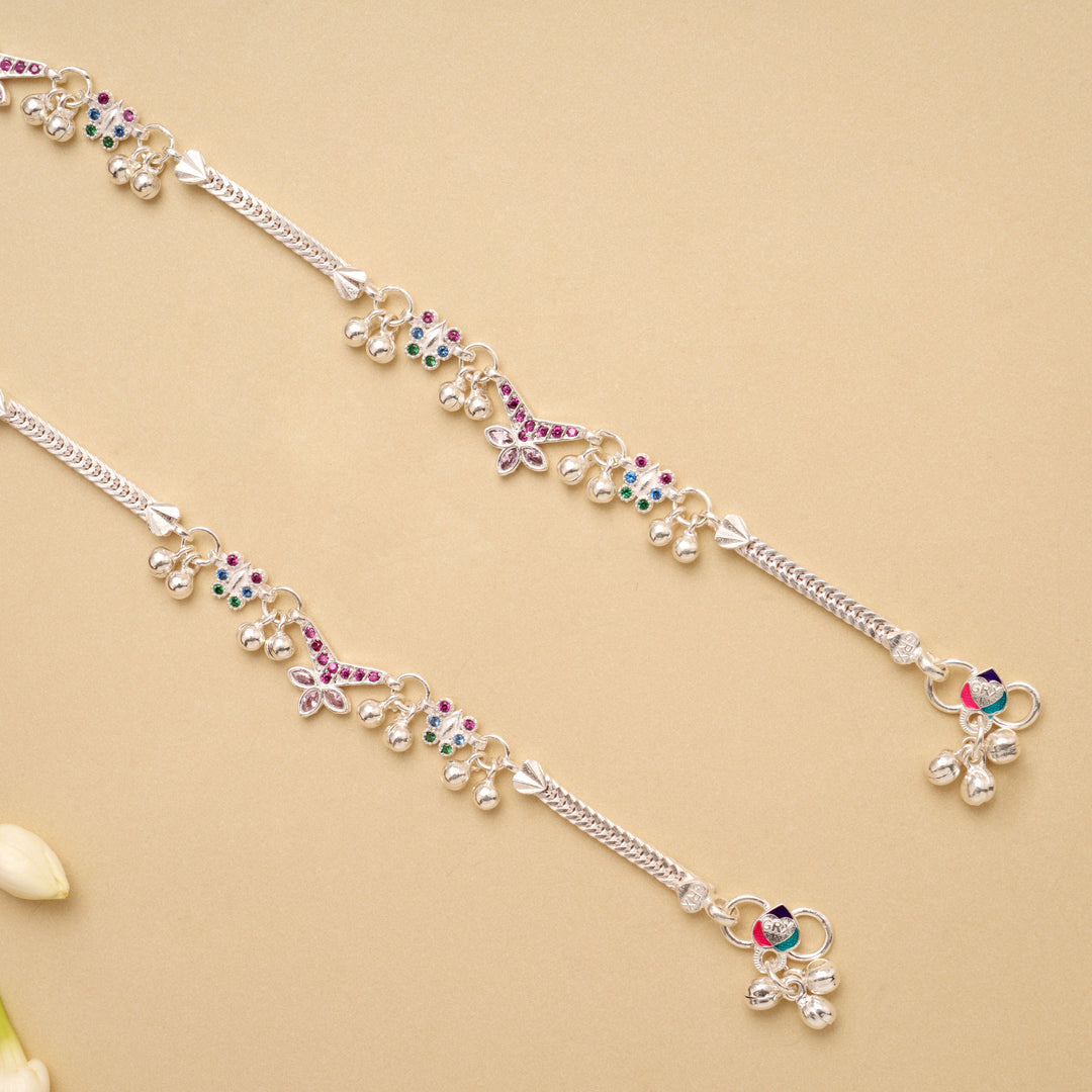 Modern Design Stone Silver Anklet