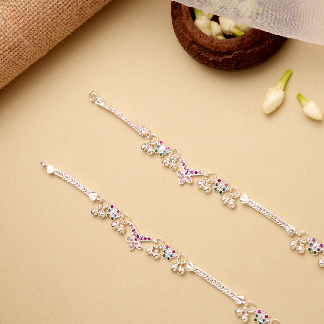 Modern Design Stone Silver Anklet