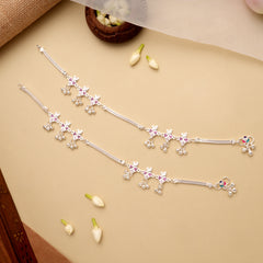 Joyful Toy Stone Pattern Silver Anklet