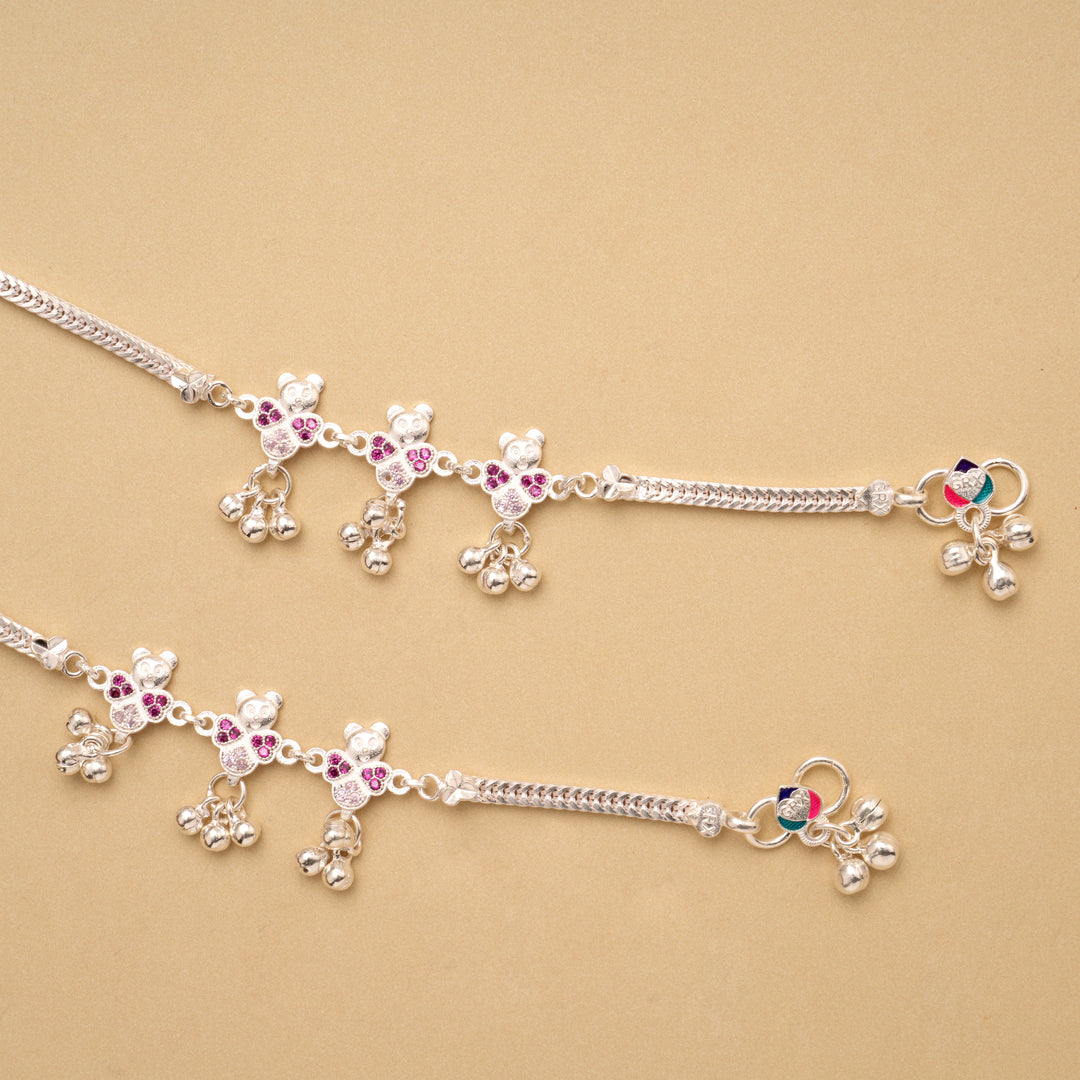 Joyful Toy Stone Pattern Silver Anklet