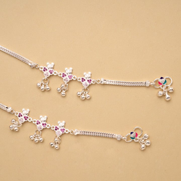 Joyful Toy Stone Pattern Silver Anklet
