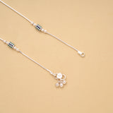 Fancy Color Stone Cylindrical Silver Anklet