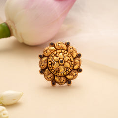 Elite Mango Design Stone Golden Adjustable Ring