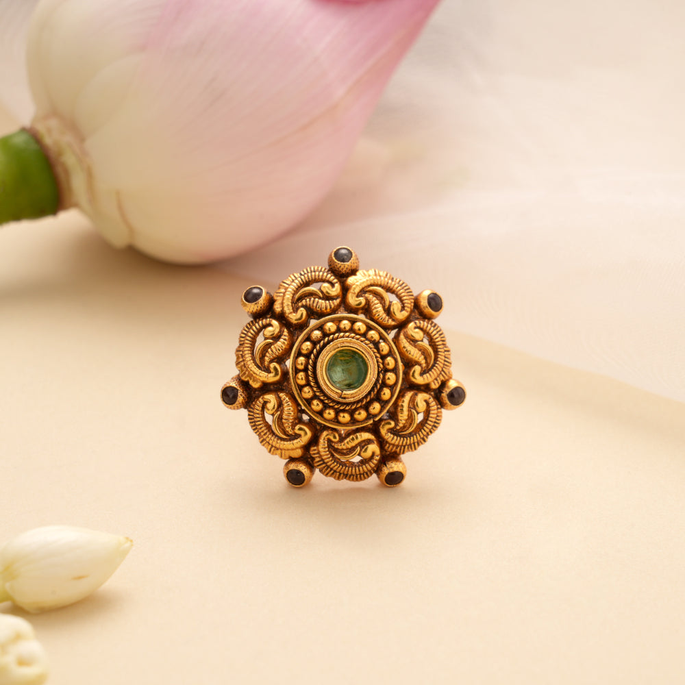 Premium Mango Design Golden Adjustable Ring