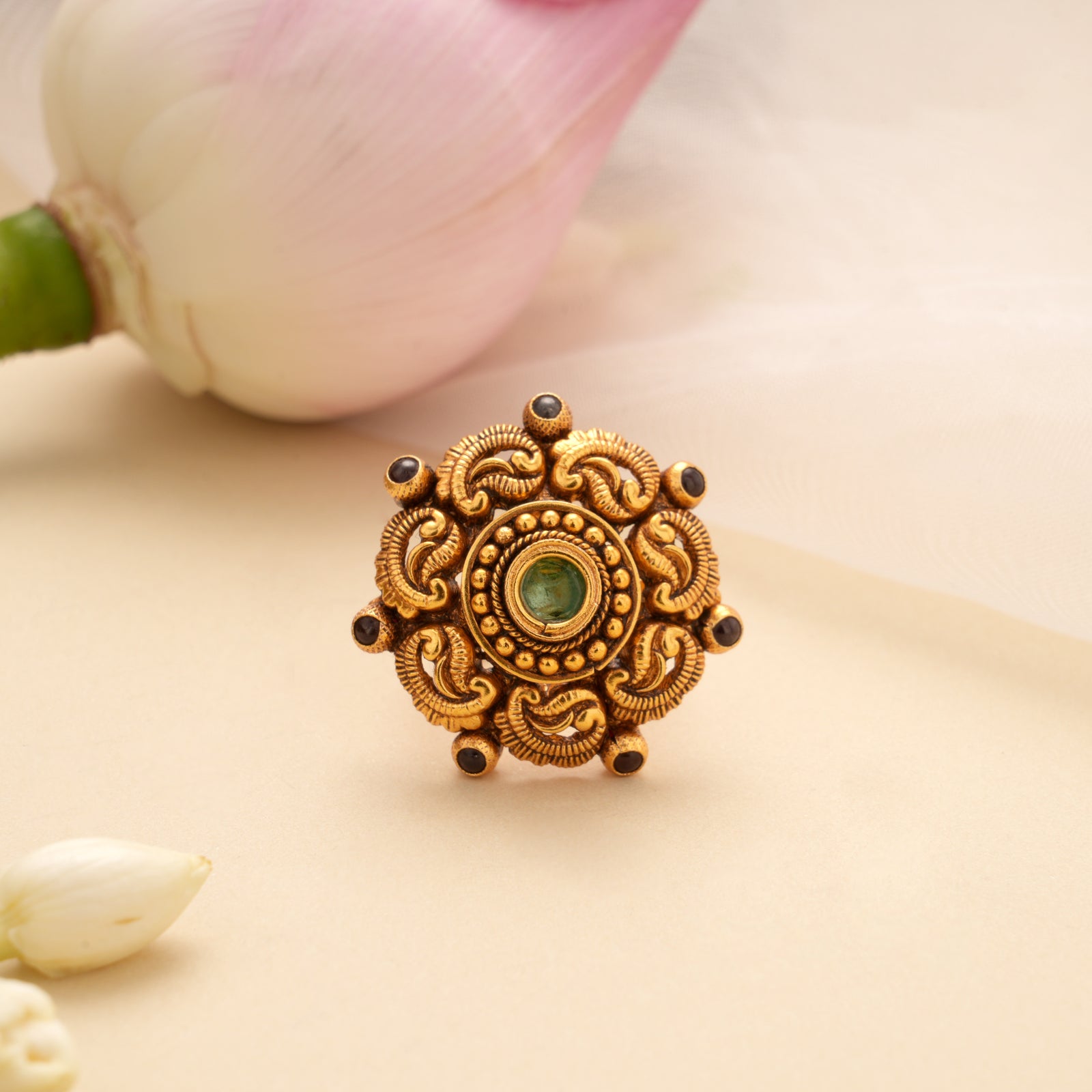 Premium Mango Design Golden Adjustable Ring
