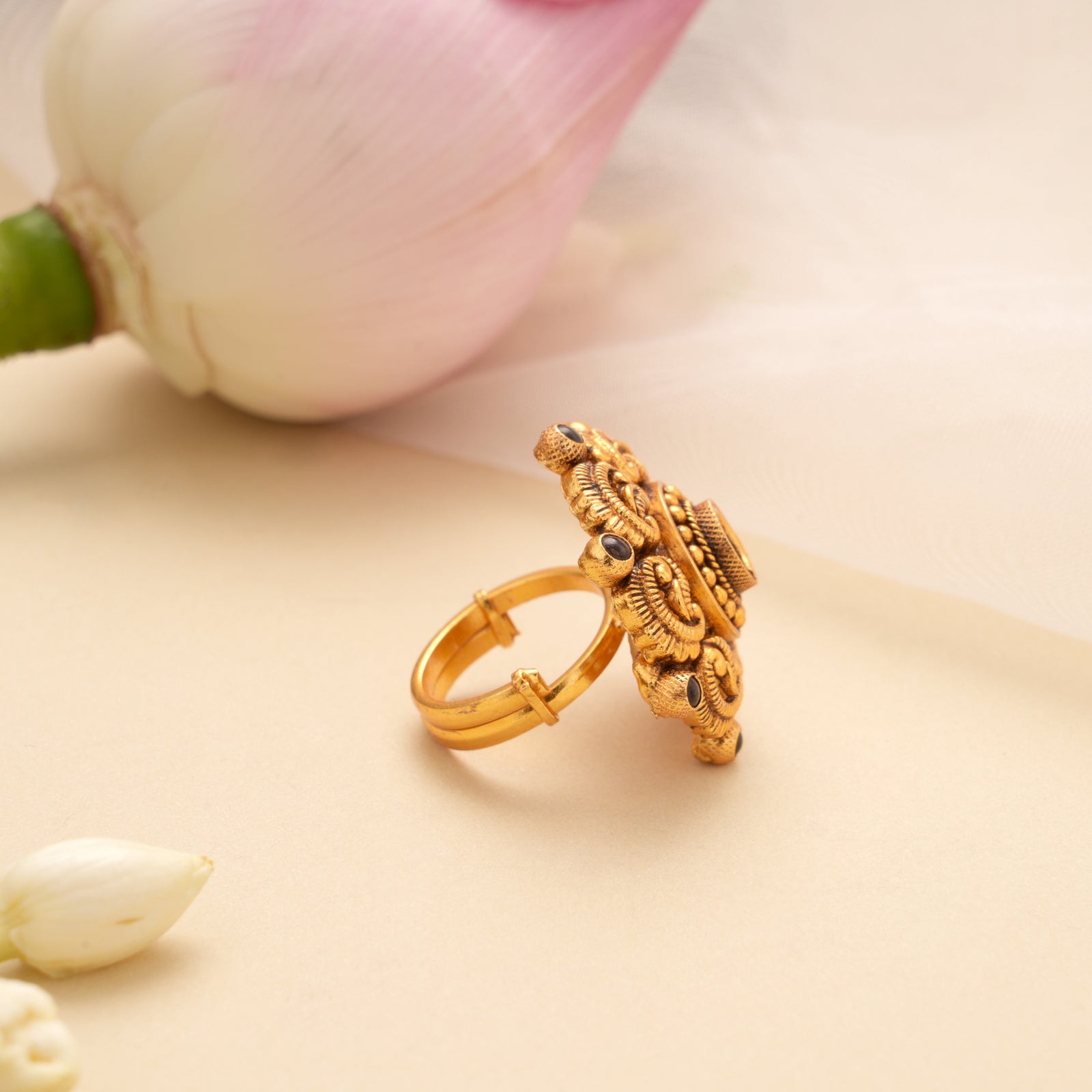 Premium Mango Design Golden Adjustable Ring