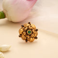 Bold Mango Design Heart Golden Adjustable Ring