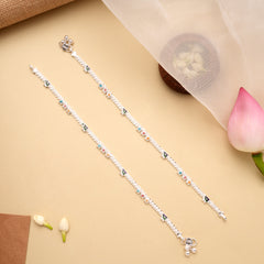 Majestic Round Enamel Silver Anklet